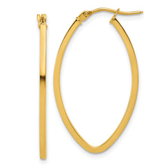 14K Polished  Oval Hoop Earrings
