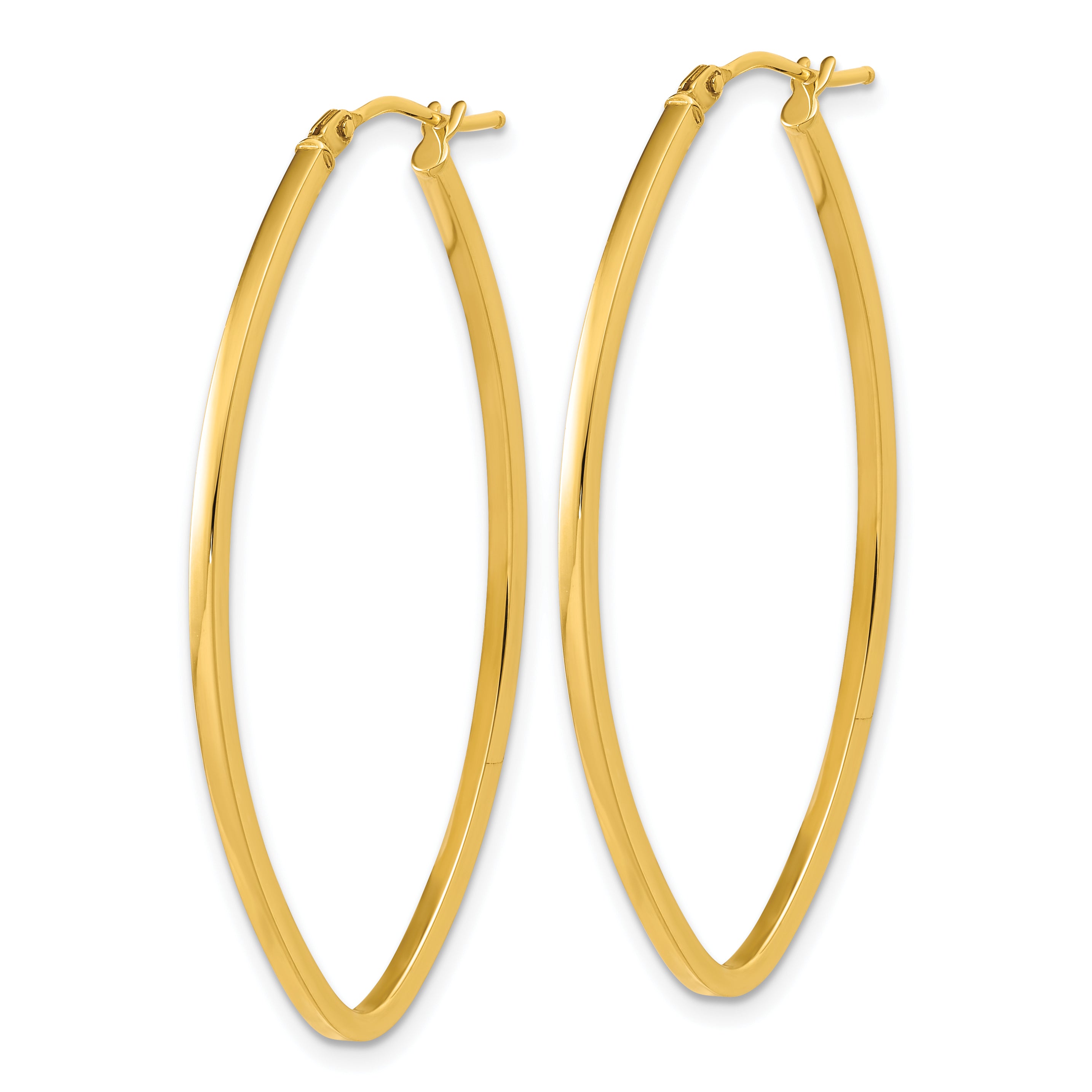 14K Polished Oval Hoop Earrings Secondary image