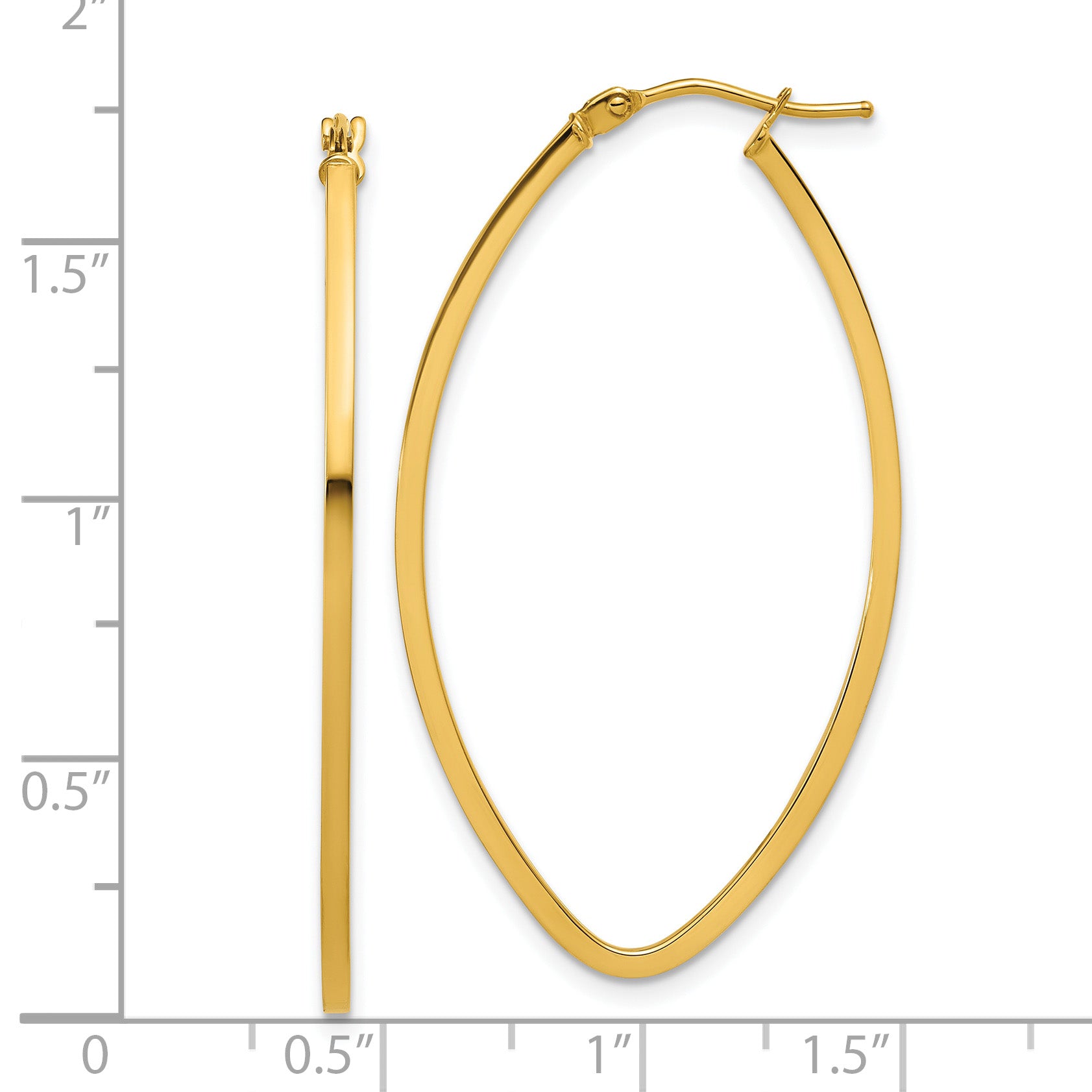 14K Polished Oval Hoop Earrings