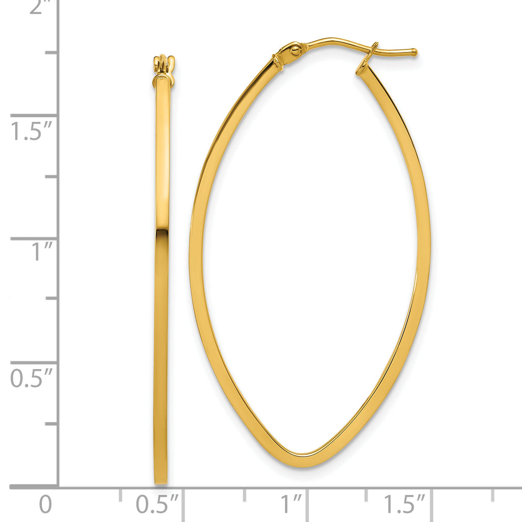14K Polished Oval Hoop Earrings