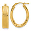 14K Polished and Textured Oval Hoop Earrings