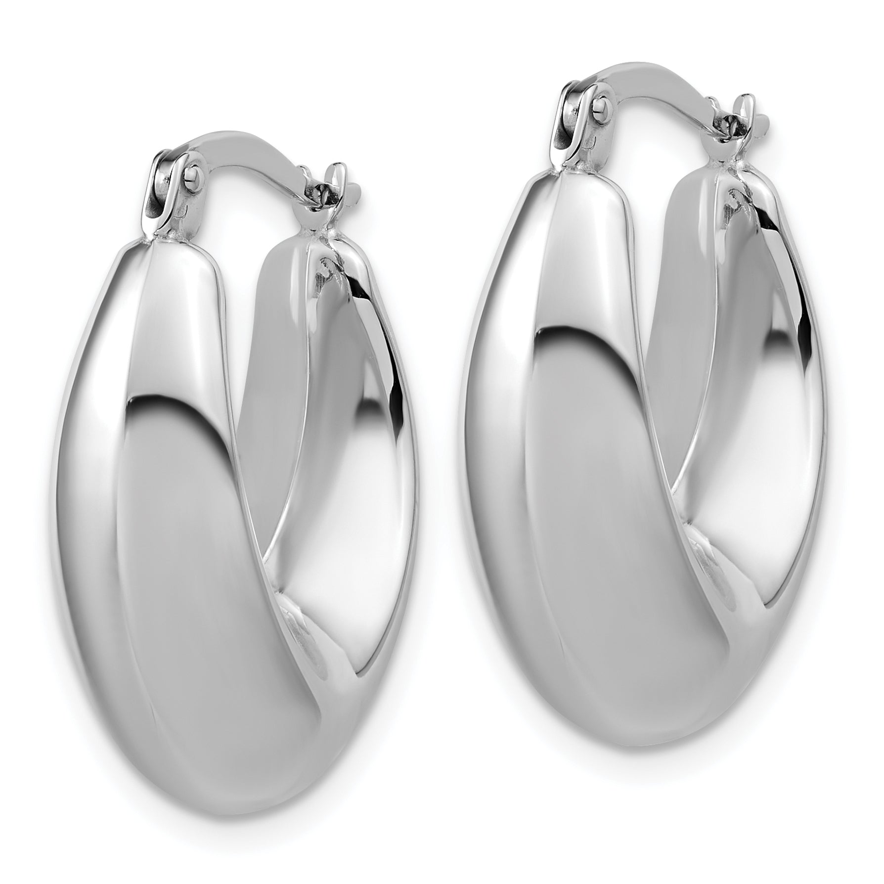 14K White Gold Polished Hoop Earrings