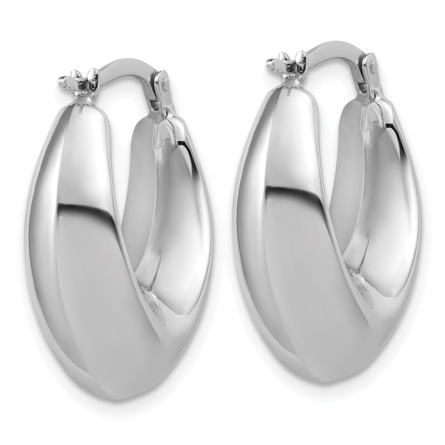 14K White Gold Polished Hoop Earrings