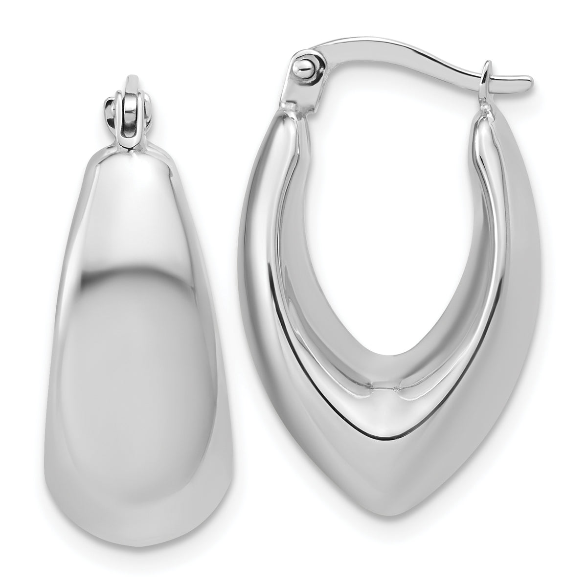 14K White Gold Polished Hoop Earrings