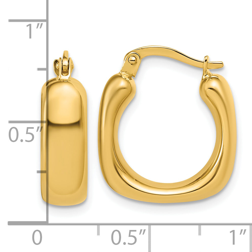 14K Polished Square Hoop Earrings
