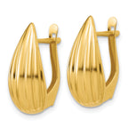 14K Polished Grooved Omega Back Earrings