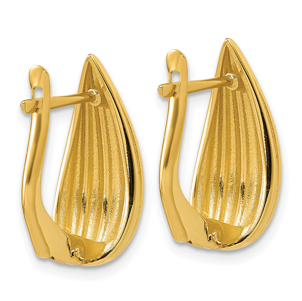 14K Polished Grooved Omega Back Earrings