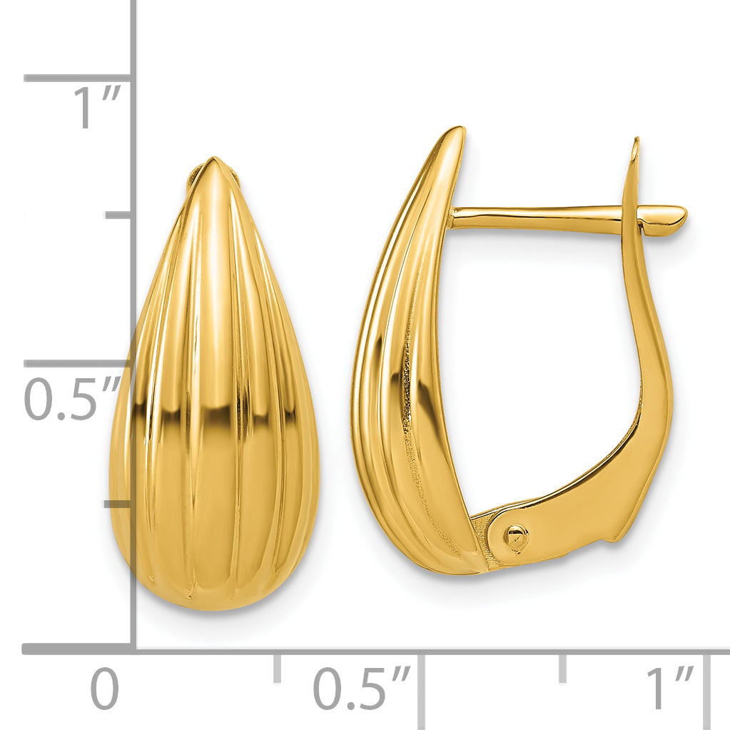 14K Polished Grooved Omega Back Earrings