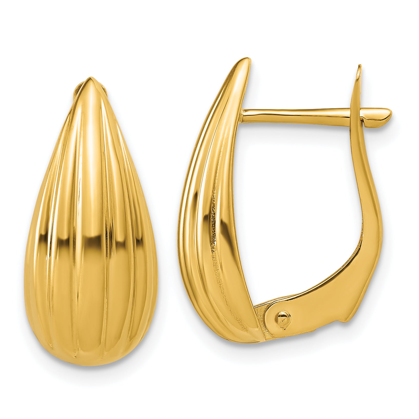 14K Polished Grooved Omega Back Earrings Main image
