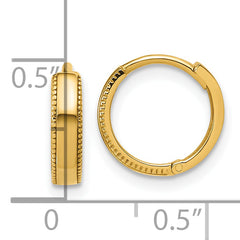 14K Polished Textured Huggie Hoop Earrings
