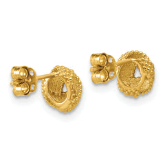 14K Polished Textured Love Knot Post Earrings