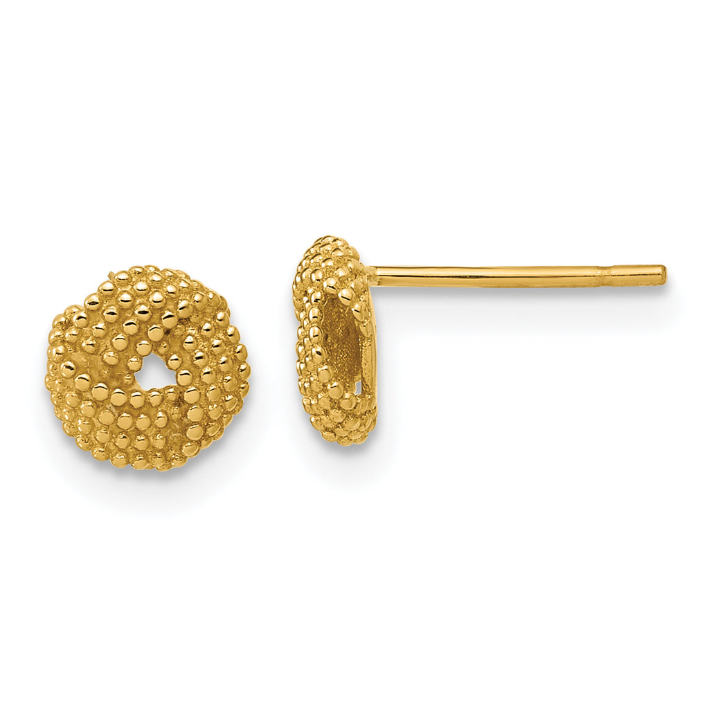 14K Polished Textured Love Knot Post Earrings