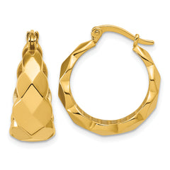 14K Polished Faceted Hoop Earrings