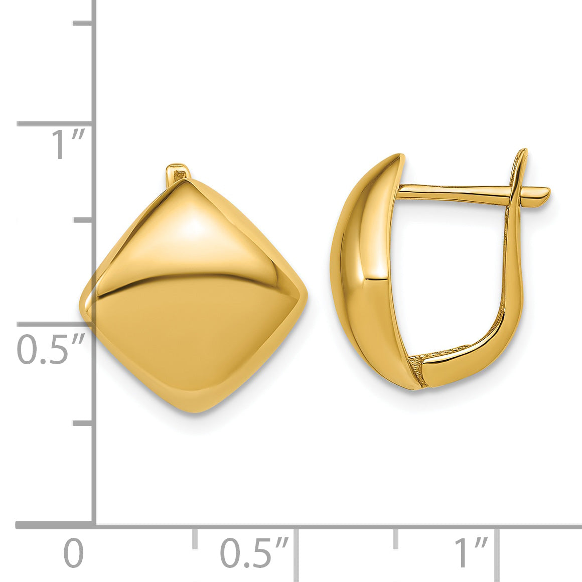 14K Polished Geometric Hinged Hoop Earrings