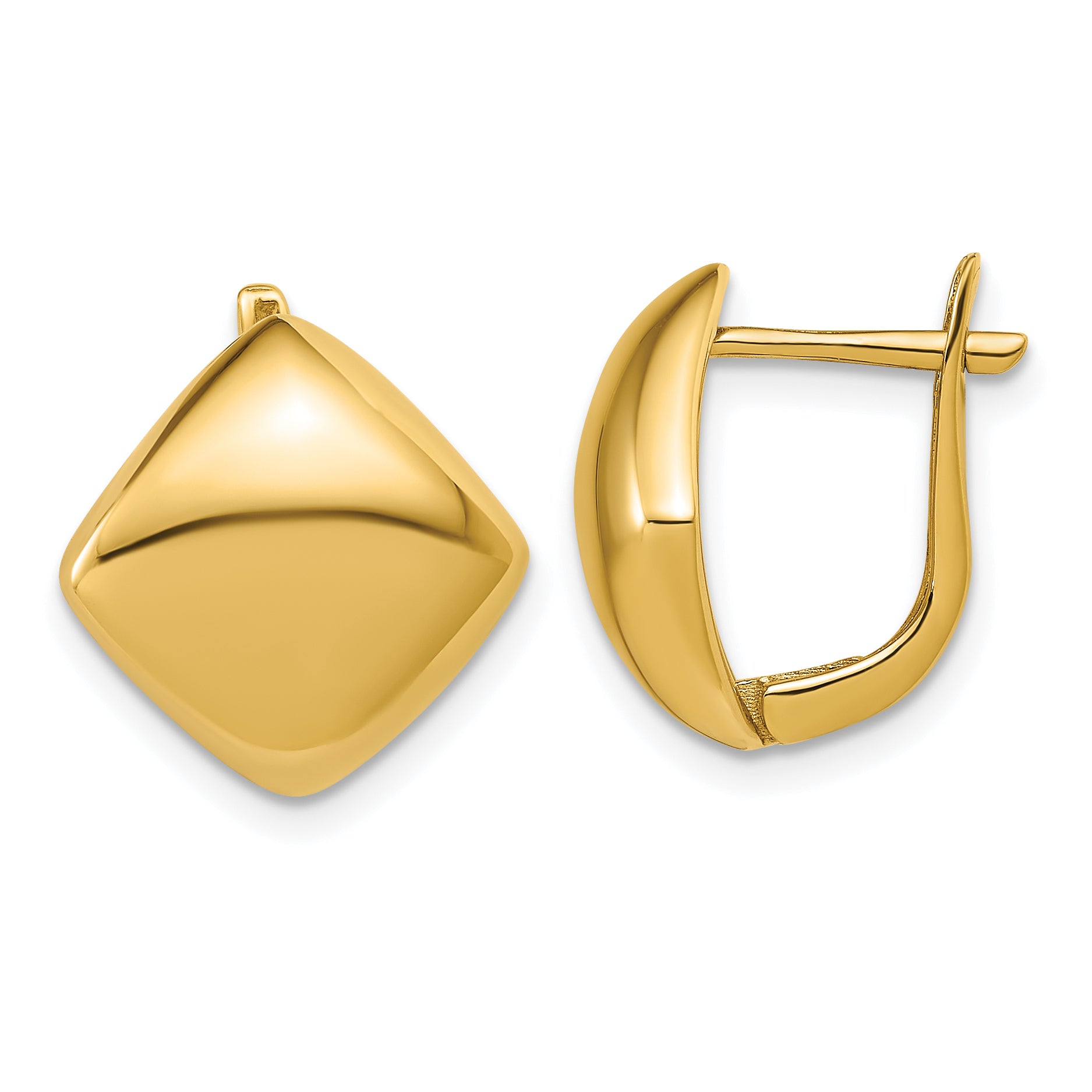 14K Polished Geometric Hinged Hoop Earrings Main image