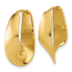 14K Polished Fancy Wave Hinged Hoop Earrings