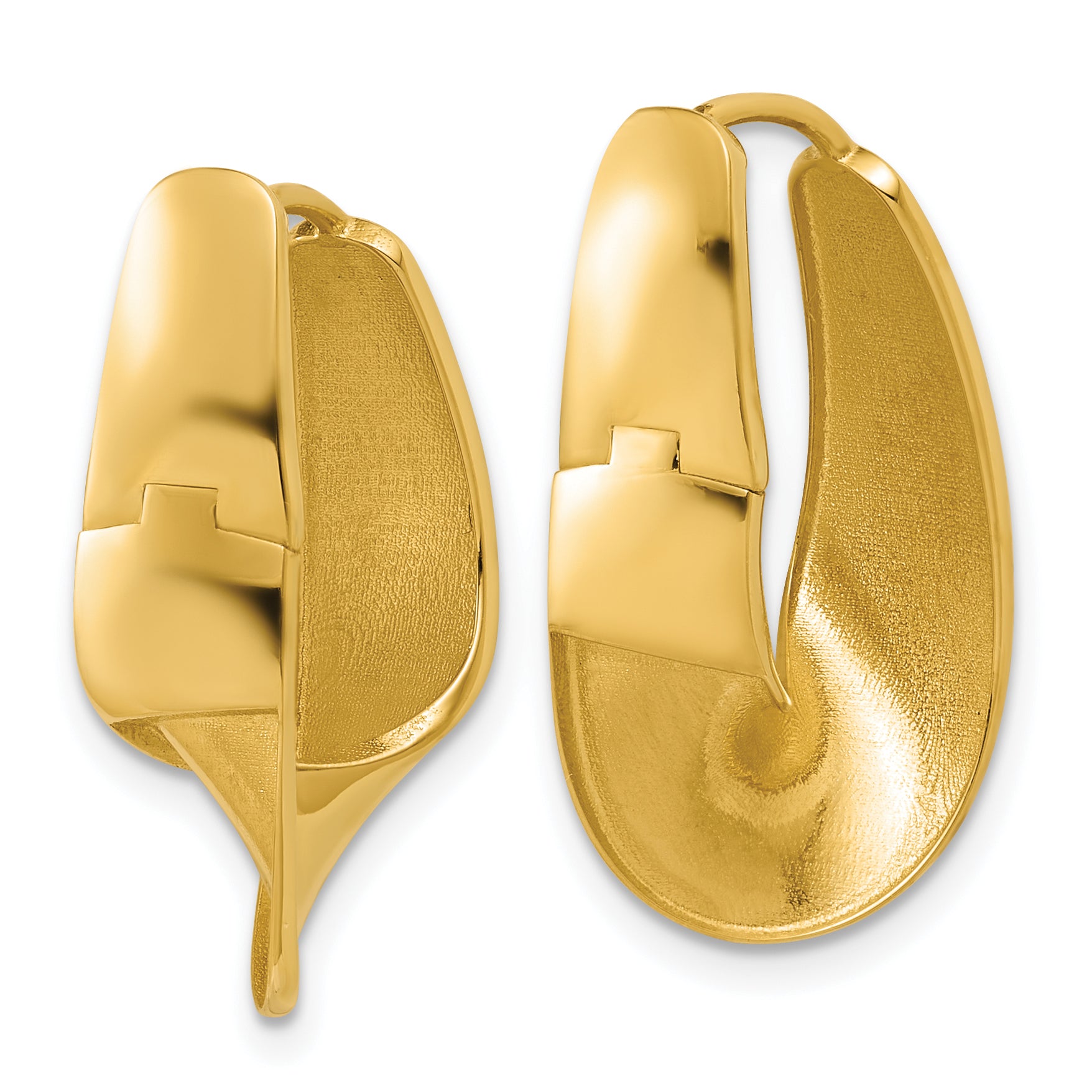 14K Polished Fancy Wave Hinged Hoop Earrings