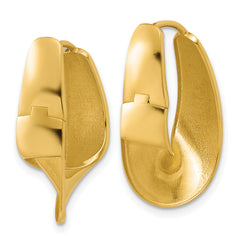 14K Polished Fancy Wave Hinged Hoop Earrings