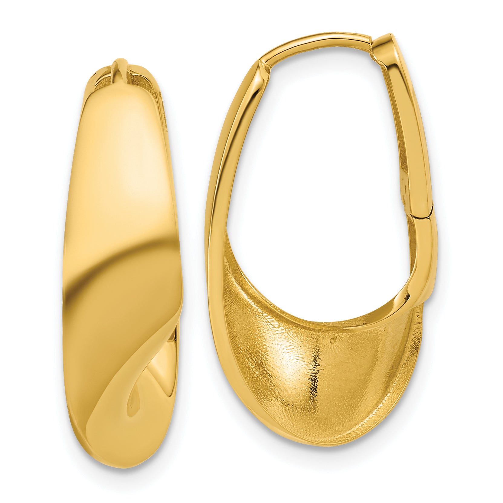 14K Polished Fancy Wave Hinged Hoop Earrings