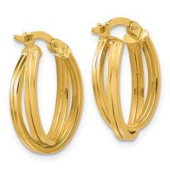 14K Polished Grooved and Twisted Oval Hoop Earrings