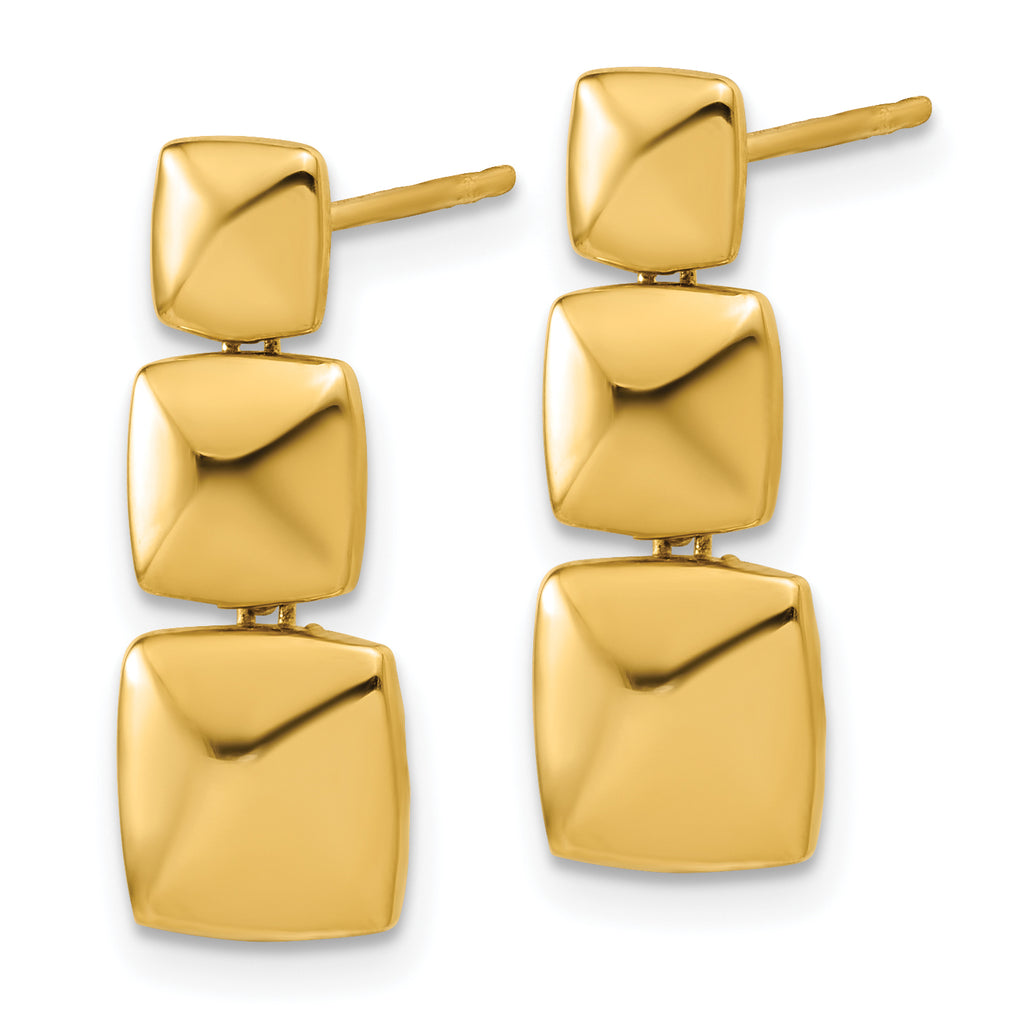 14K Polished Square Dangle Post Earrings