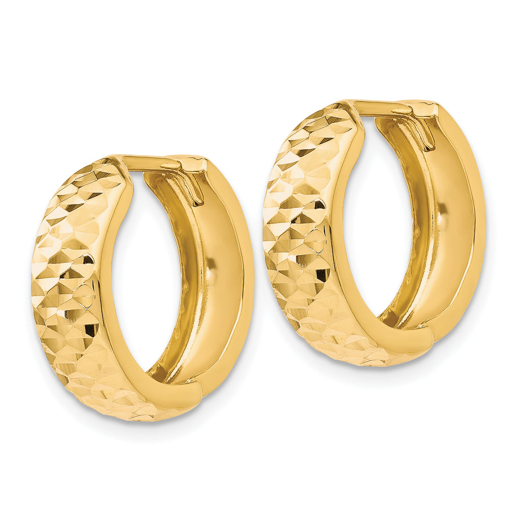 14K Polished and D/C Hinged Hoop Earrings