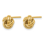 14K Yellow Gold Love Knot Button Earrings, 9mm