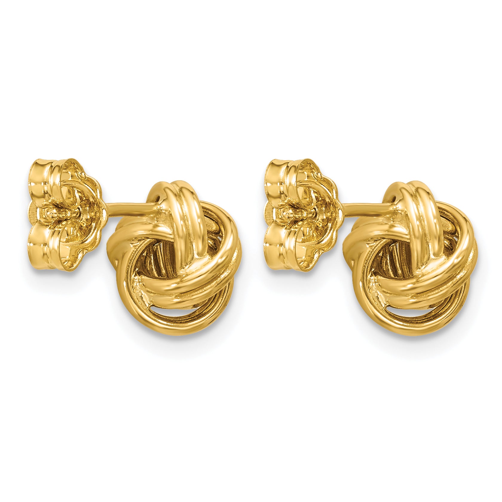 14K Yellow Gold Love Knot Button Earrings, 9mm