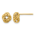 14K Yellow Gold Love Knot Button Earrings, 9mm