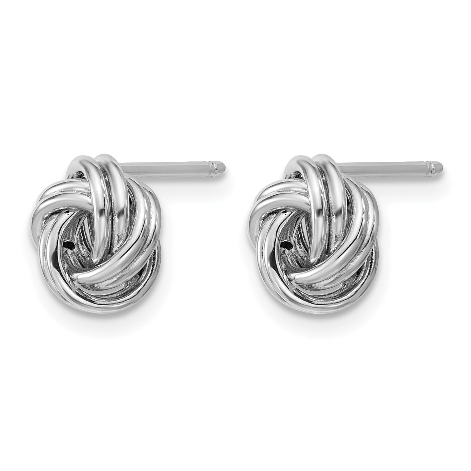 14K White Gold Love Knot Button Earrings, 9mm Secondary image