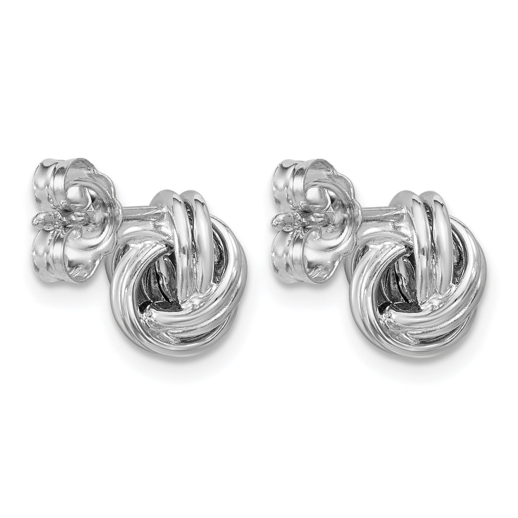 14K White Gold Love Knot Button Earrings, 9mm