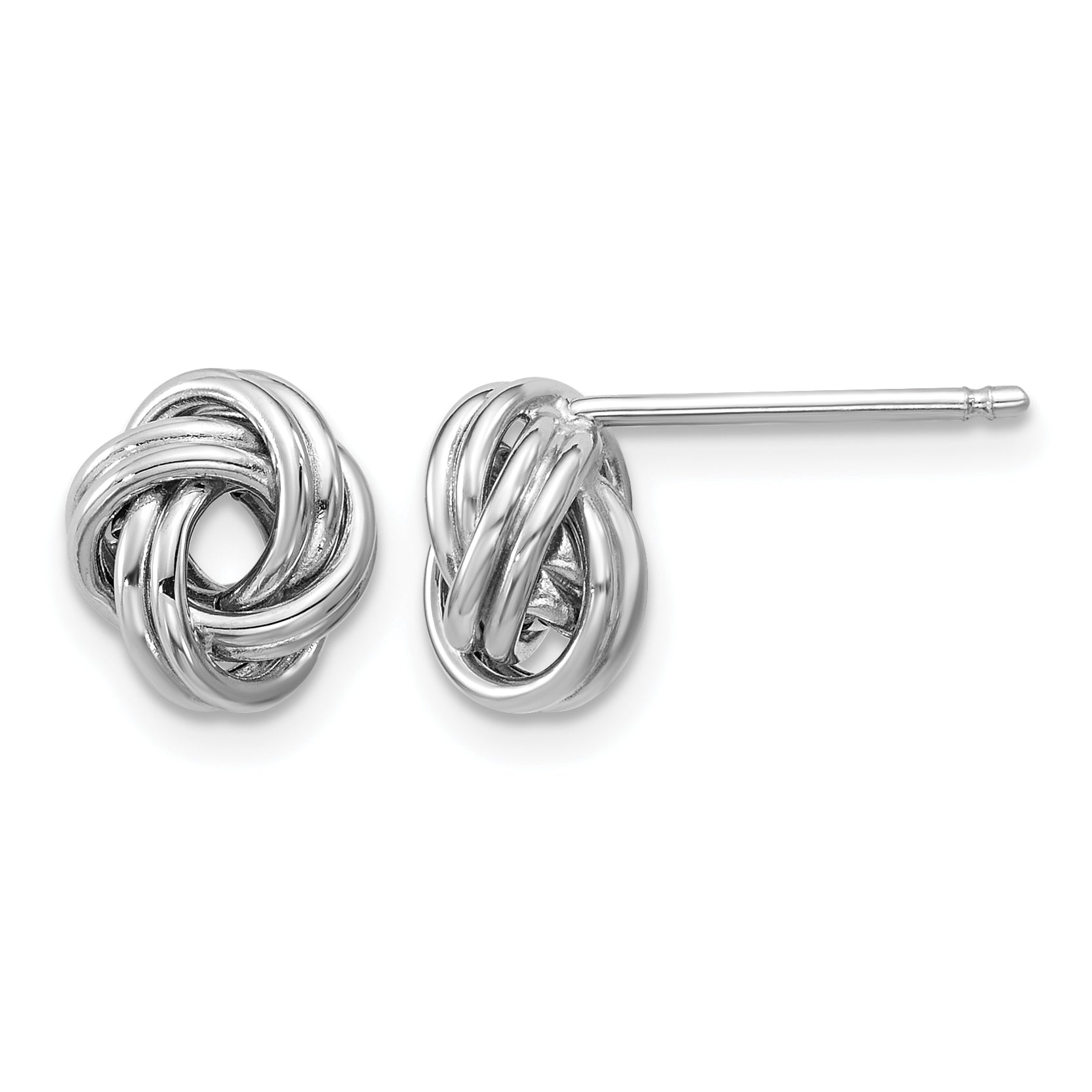14K White Gold Love Knot Button Earrings, 9mm Main image