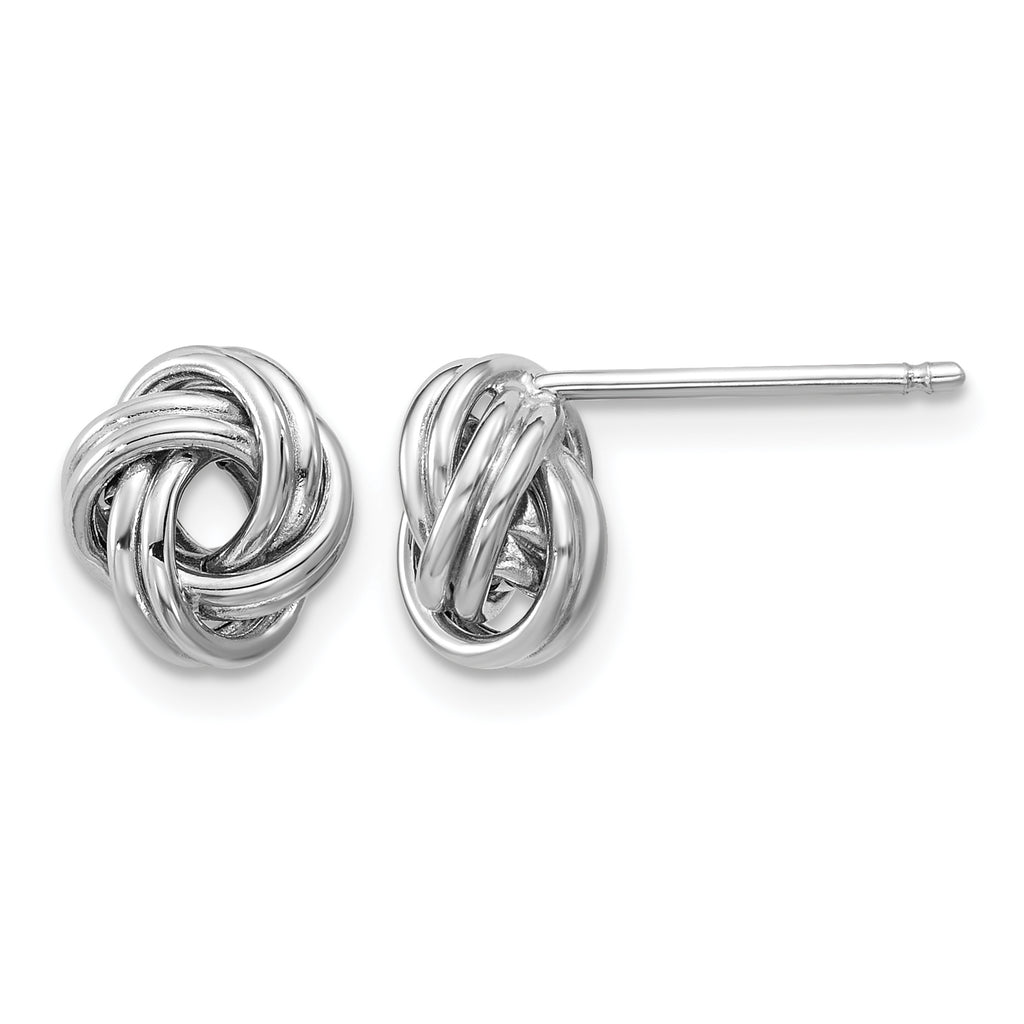 14K White Gold Love Knot Button Earrings, 9mm