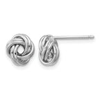 14K White Gold Love Knot Button Earrings, 9mm