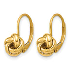 14K Yellow Gold Love Knot Drop Earrings, 13mm