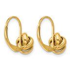 14K Yellow Gold Love Knot Drop Earrings, 13mm