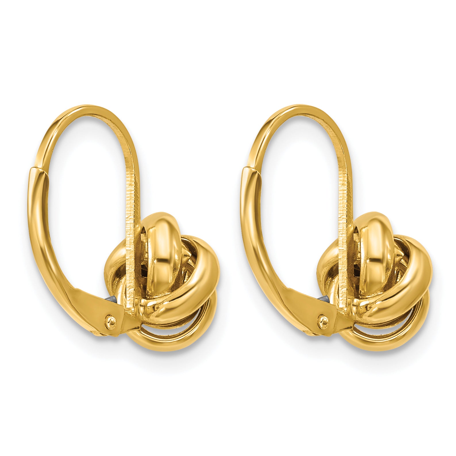 14K Yellow Gold Love Knot Drop Earrings, 13mm