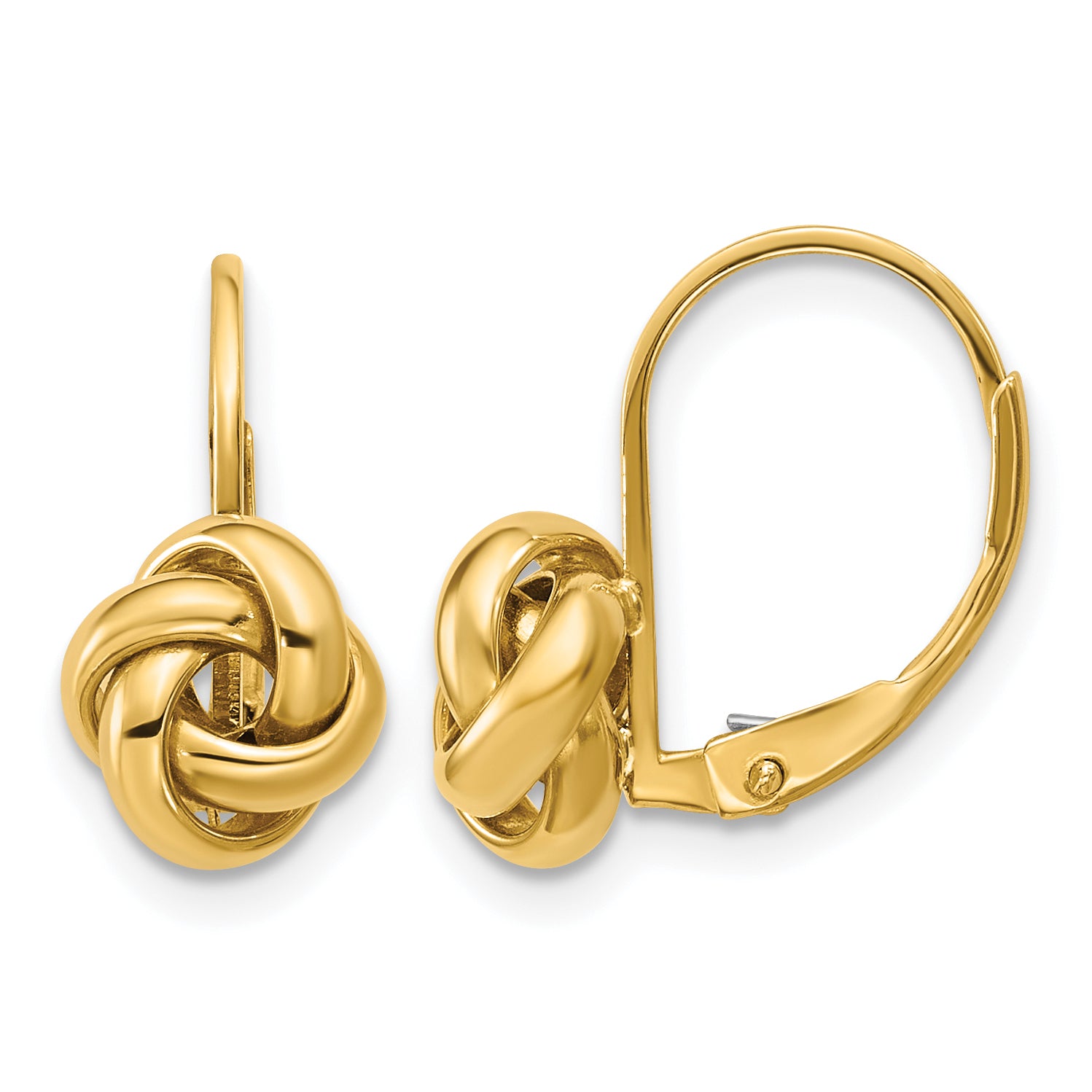 14K Yellow Gold Love Knot Drop Earrings, 13mm