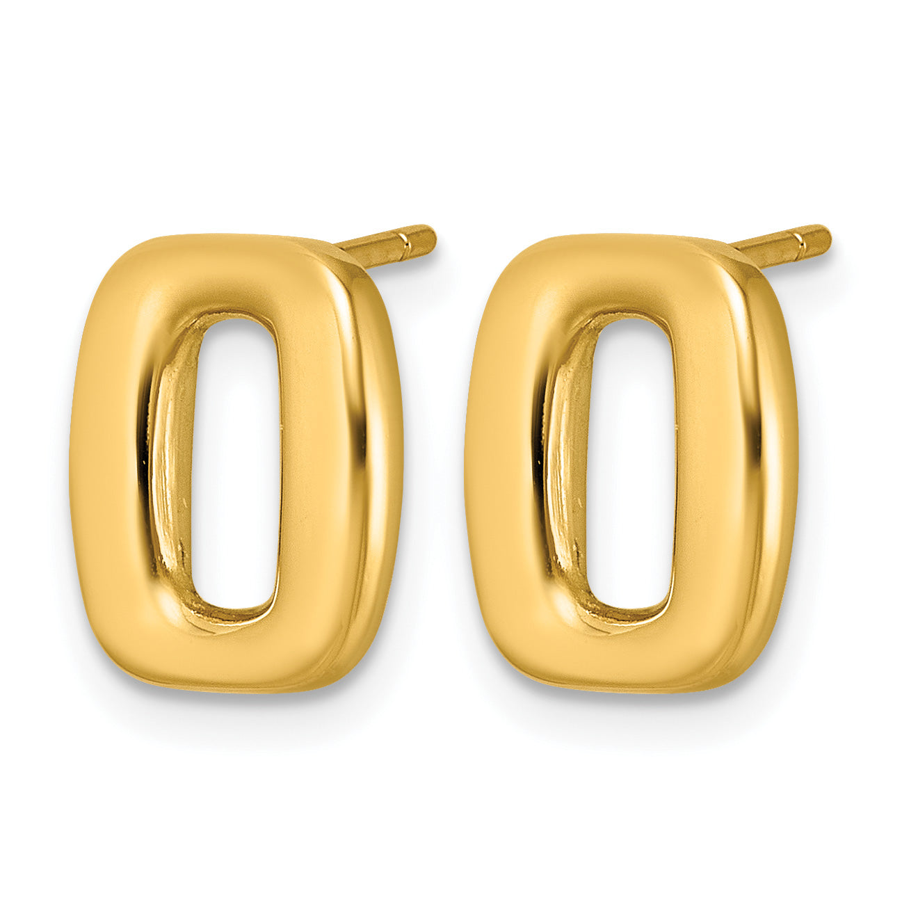 14K Yellow Gold Polished Button Earrings, 9.6mm