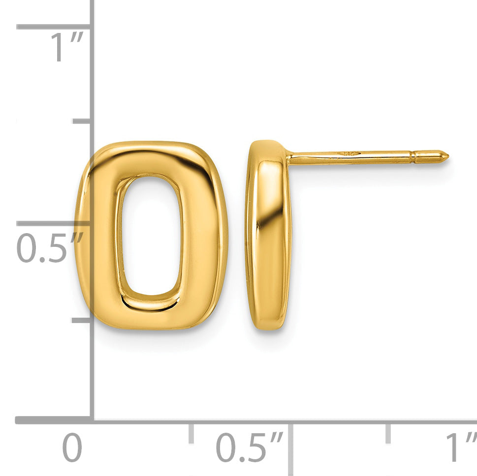 14K Yellow Gold Polished Button Earrings, 9.6mm