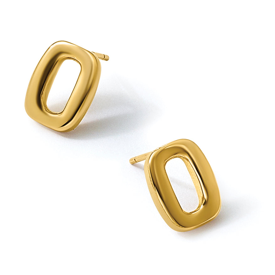 14K Yellow Gold Polished Button Earrings, 9.6mm