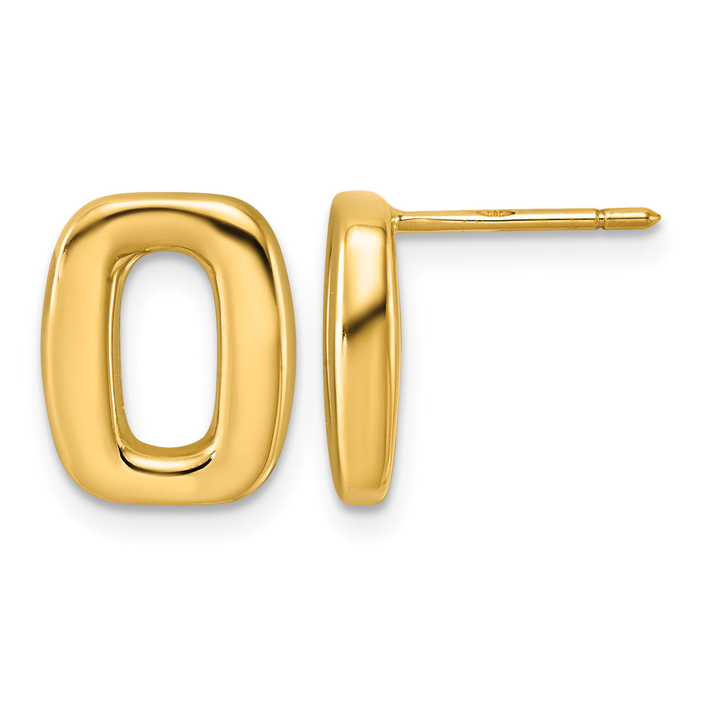 14K Yellow Gold Polished Button Earrings, 9.6mm