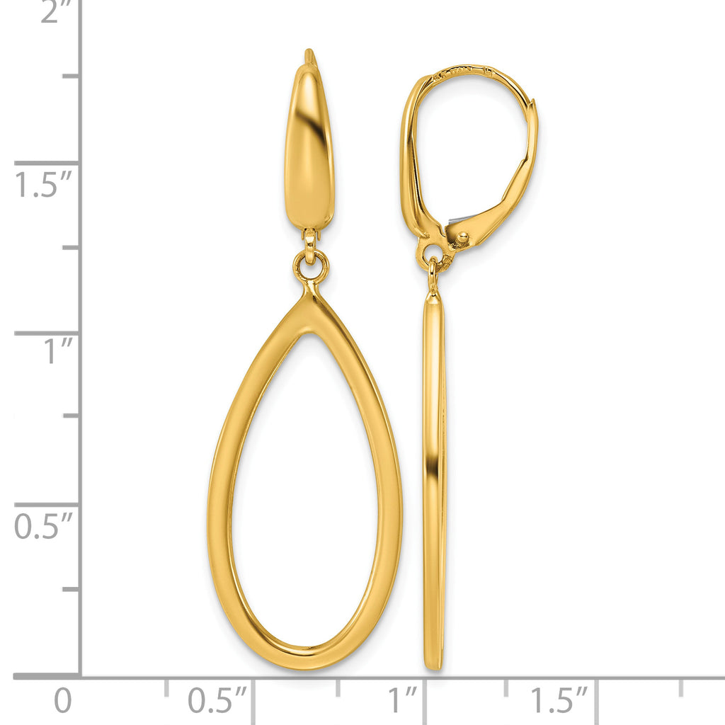 14K Yellow Gold Polished Drop Earrings, 44.5mm