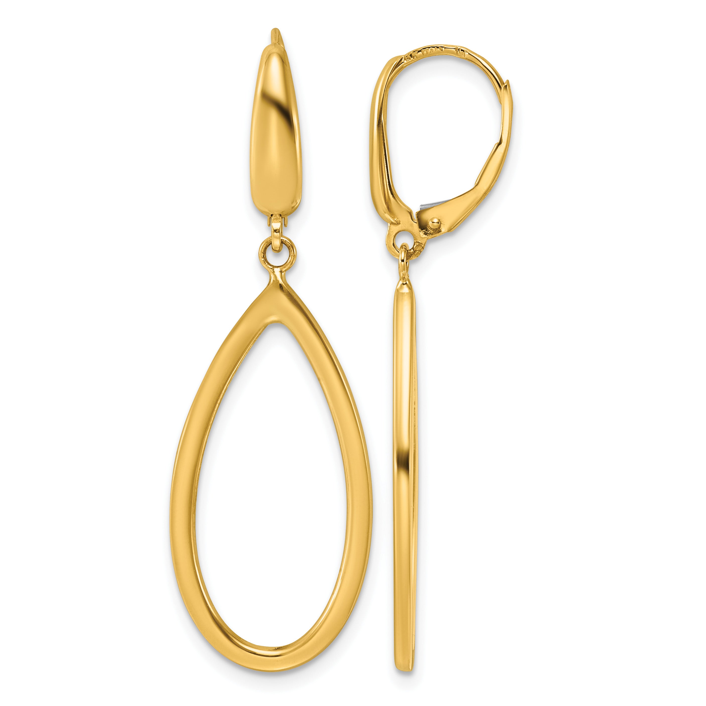 14K Yellow Gold Polished Drop Earrings, 44.5mm Main image