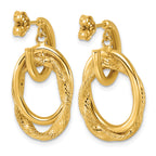 14K Yellow Gold Textured Drop Earrings