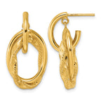 14K Yellow Gold Textured Drop Earrings