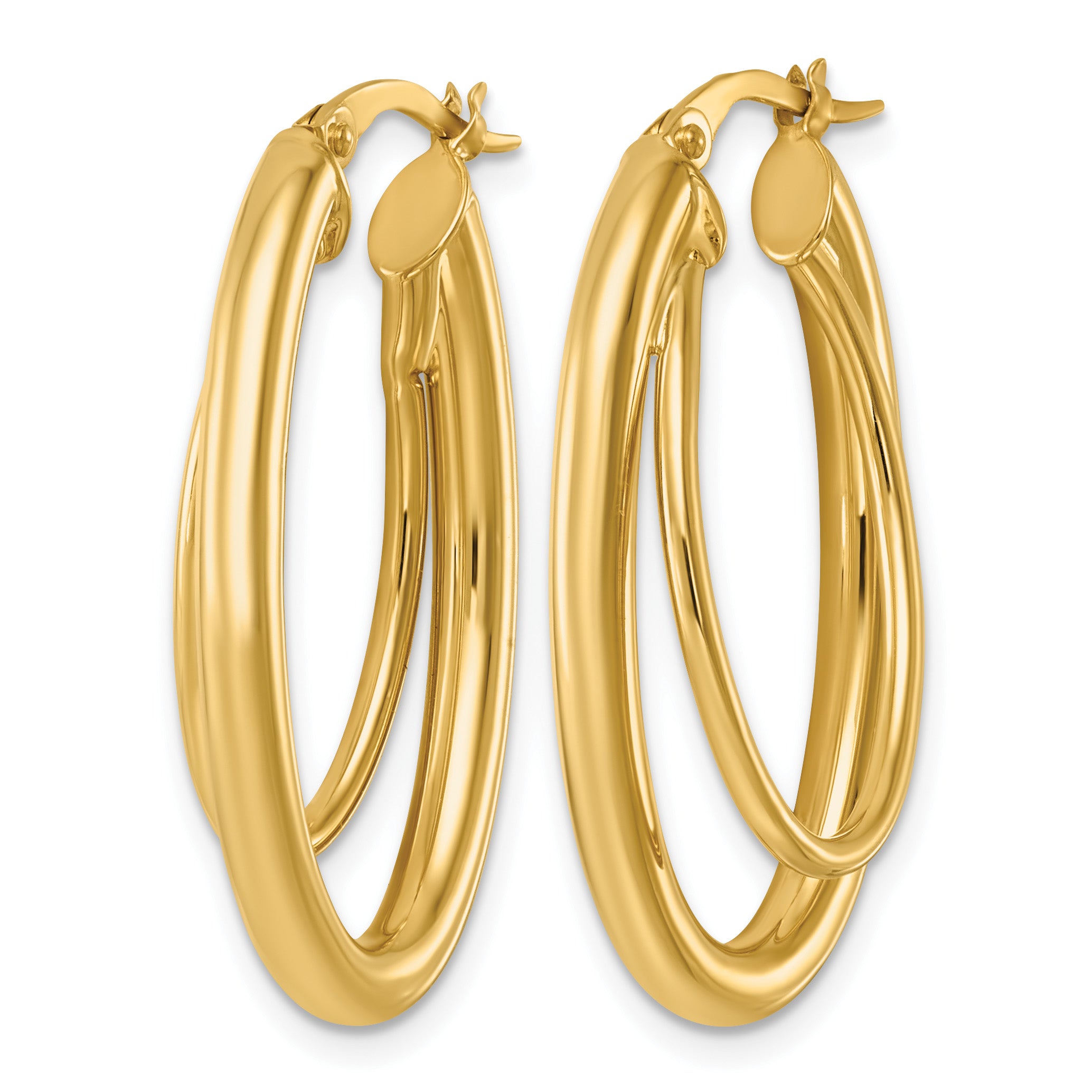 14K Yellow Gold Polished Hoop Earrings, 8.5mm