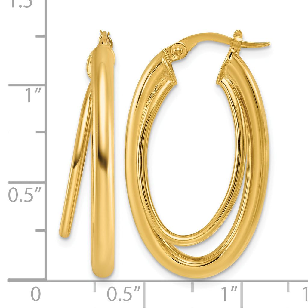 14K Yellow Gold Polished Hoop Earrings, 8.5mm