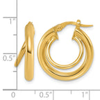 14K Yellow Gold Polished Hoop Earrings, 7.5mm