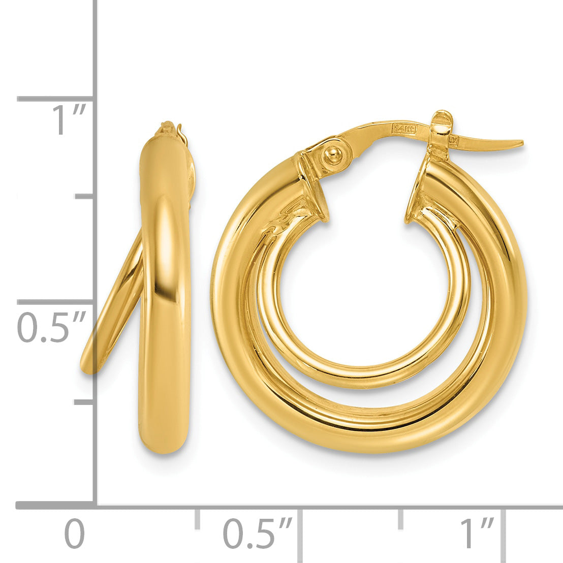 14K Yellow Gold Polished Hoop Earrings, 7.5mm
